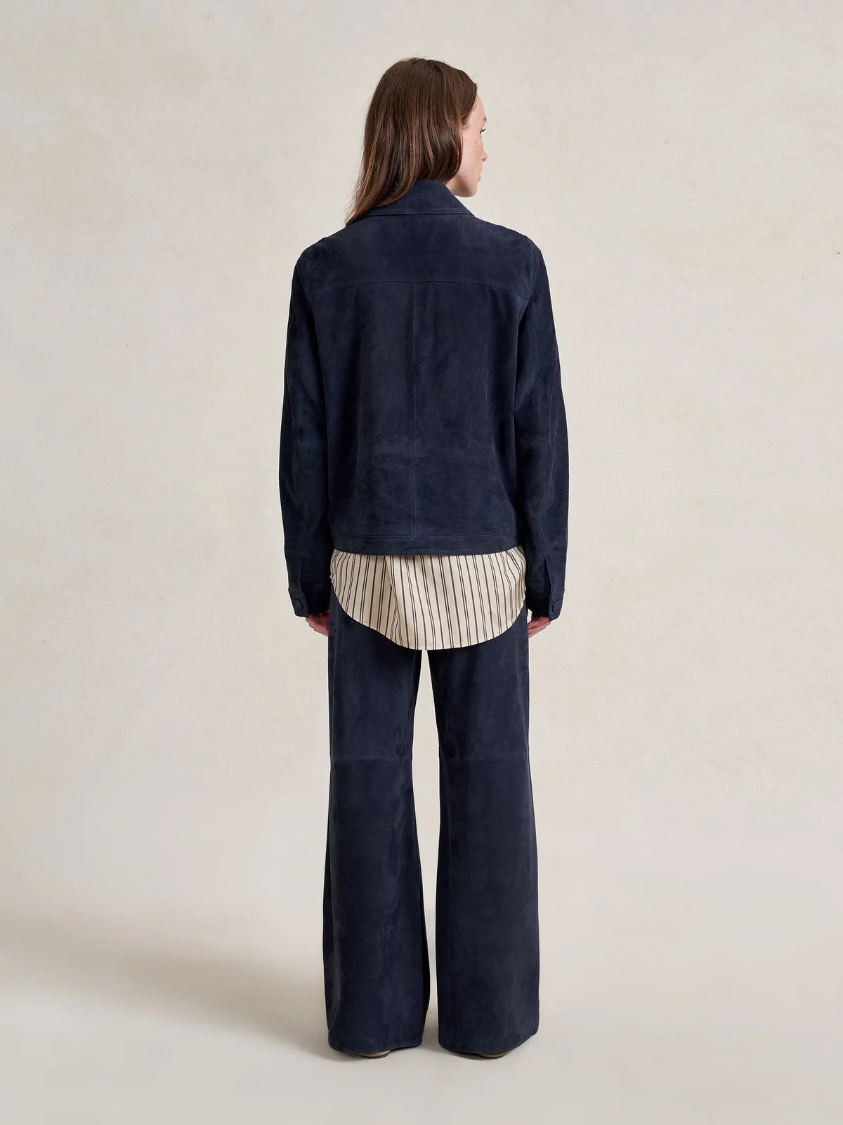 Suede Cropped Val Jacket in Navy
