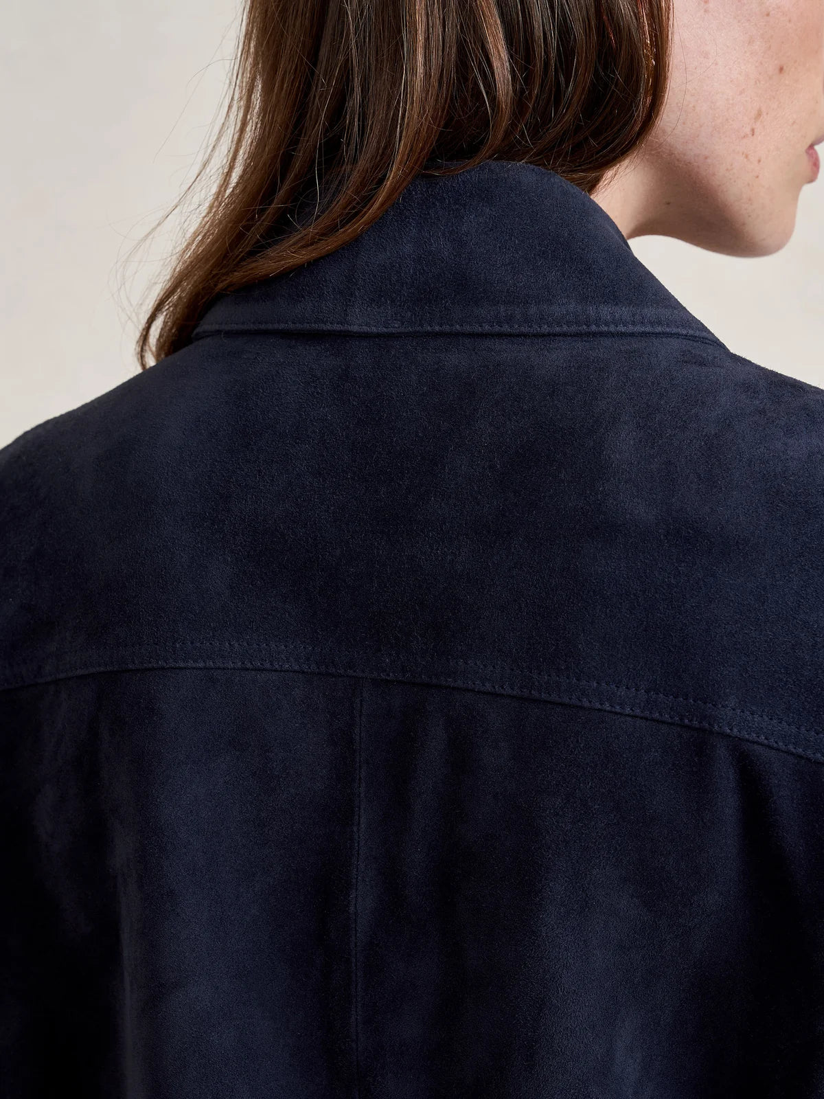 Suede Cropped Val Jacket in Navy