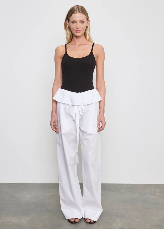 Cotton Peplum Pant in White