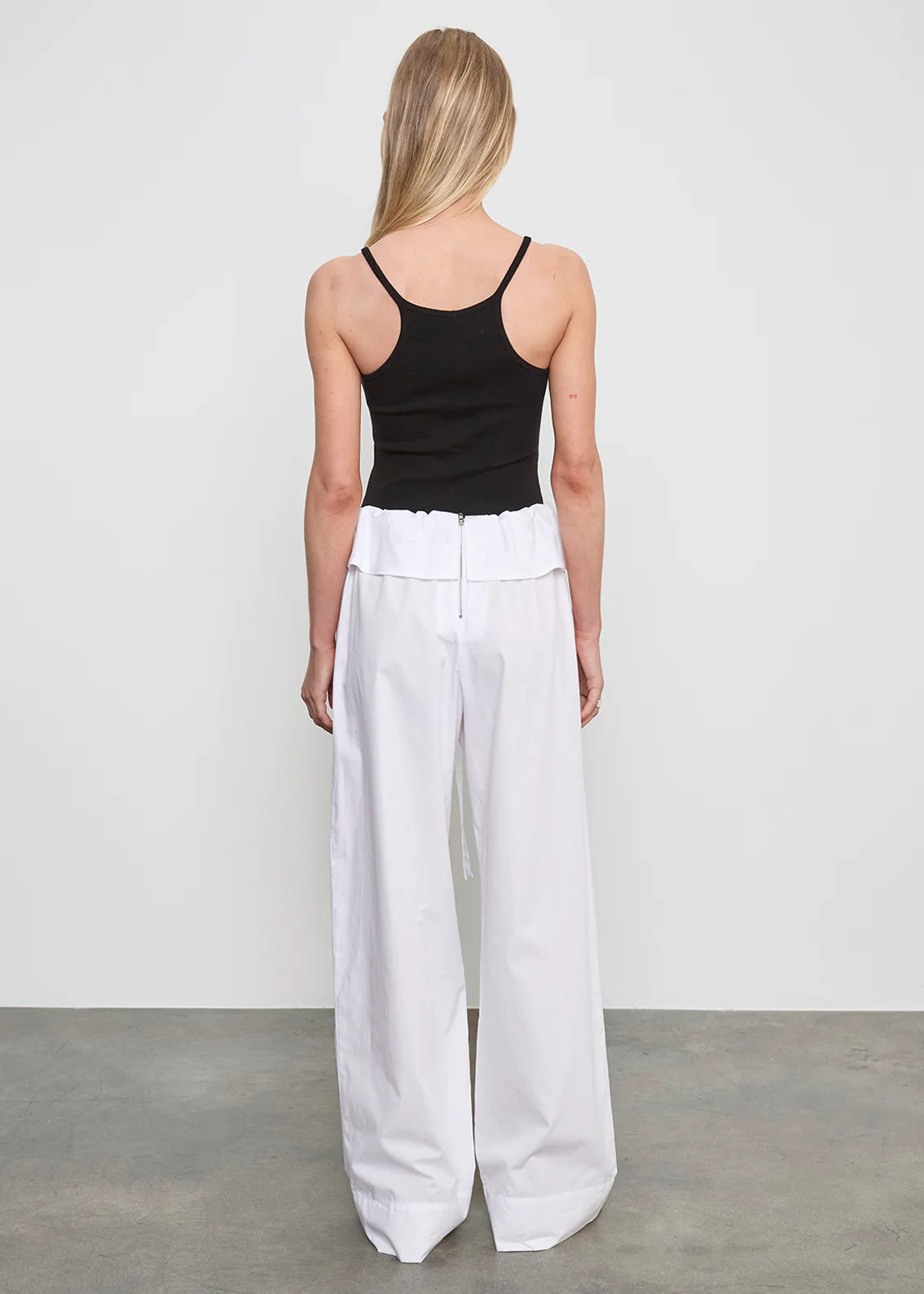 Cotton Peplum Pant in White