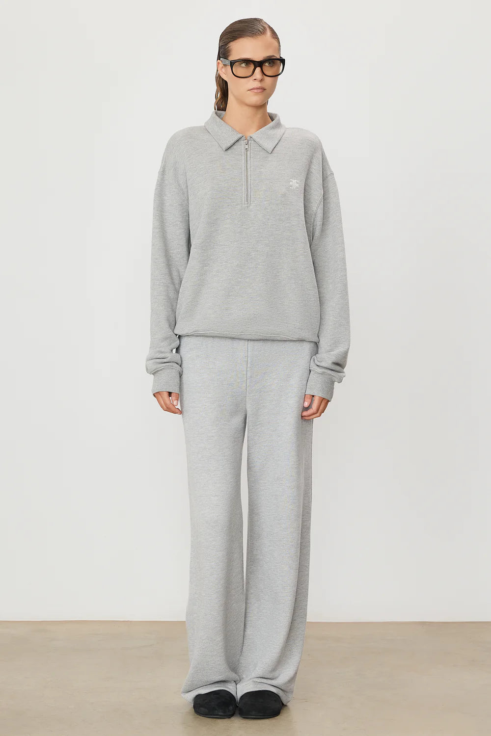 Oversized Wide Leg Sweatpant in Heather Grey