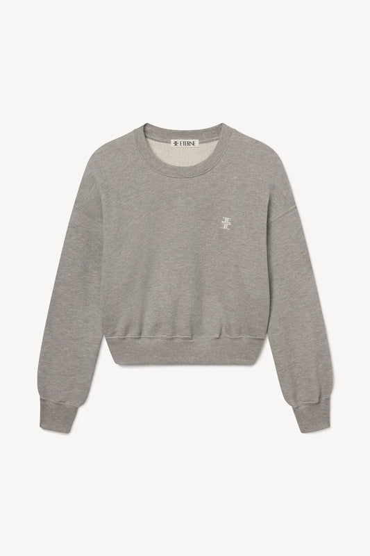 Cropped Crewneck Sweatshirt in Heather Grey