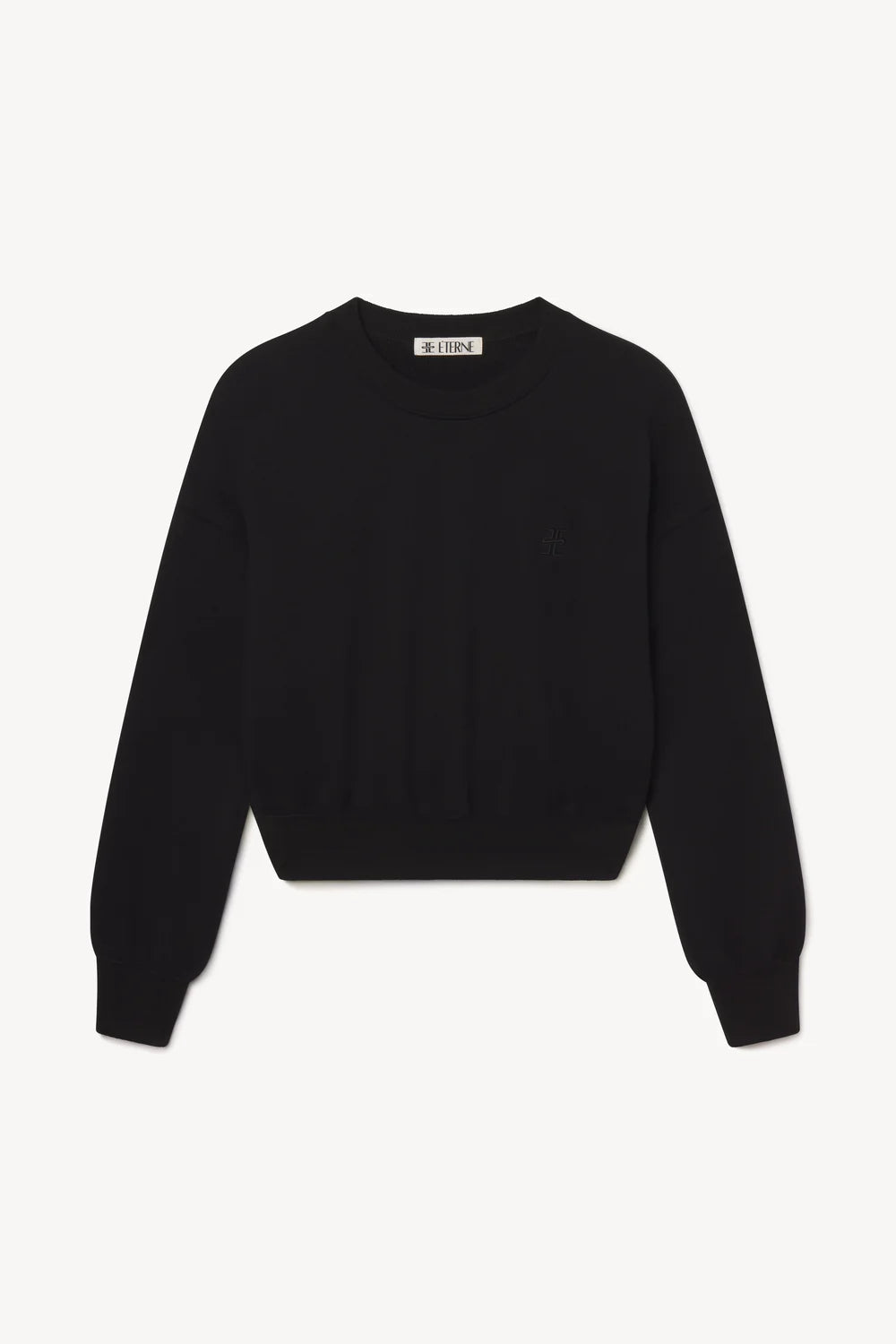 Cropped Crewneck Sweatshirt in Black