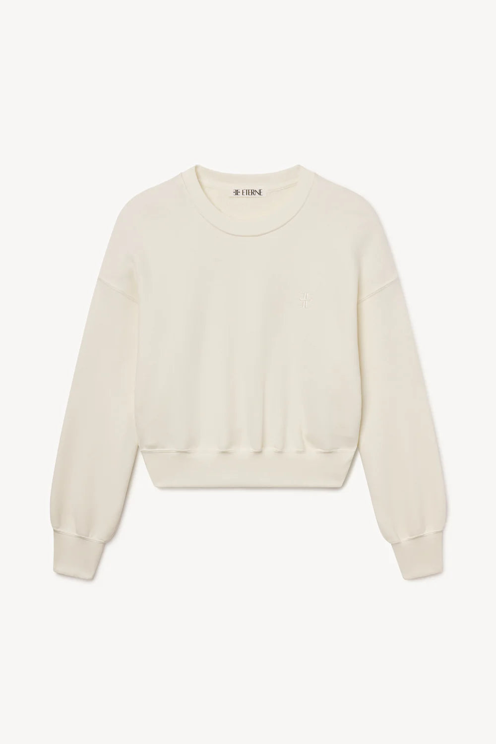 Cropped Crewneck Sweatshirt in Cream