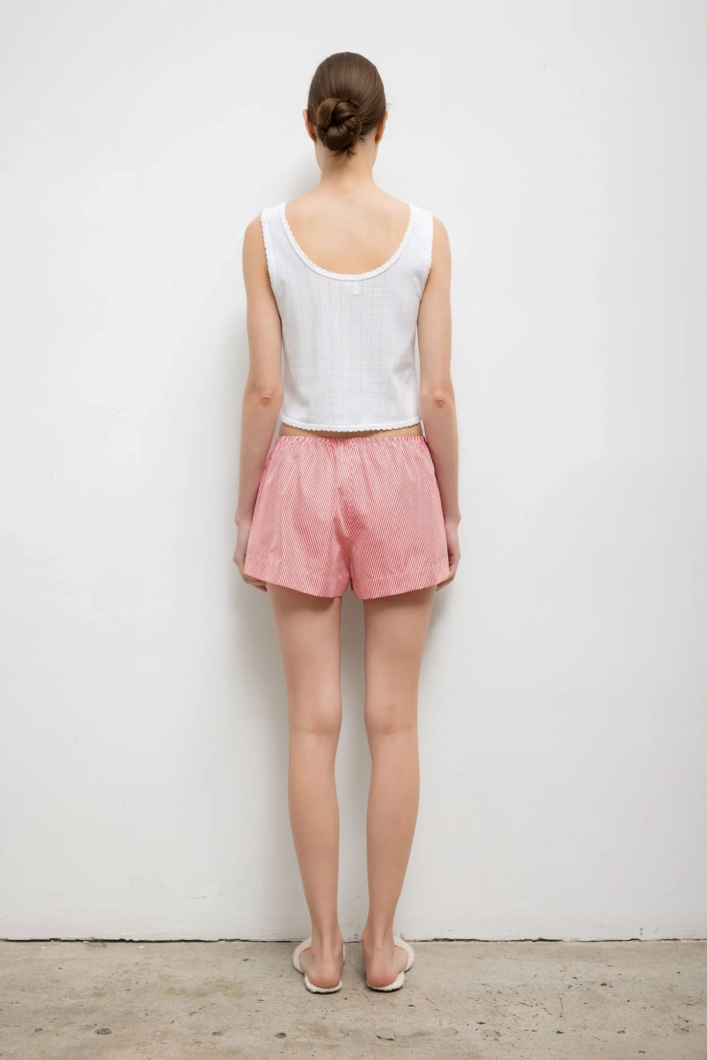 Pointelle Button Down Tank in White