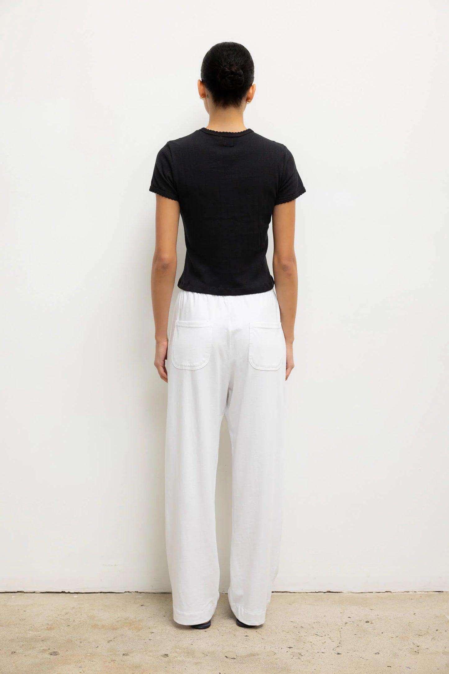 Pointelle Short Sleeve Cardigan in Black