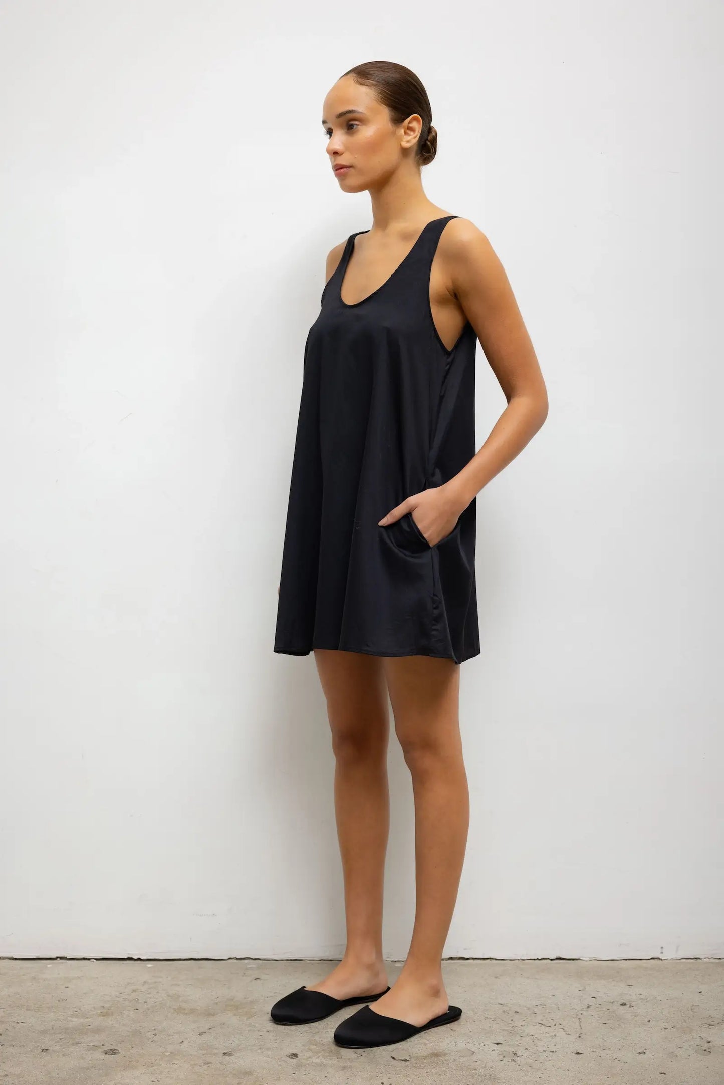 Yoko Mini Tank Dress in Black