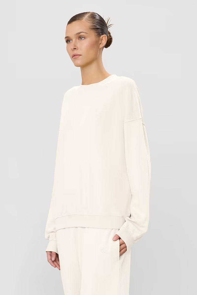 Oversized Crewneck Sweatshirt in Bone