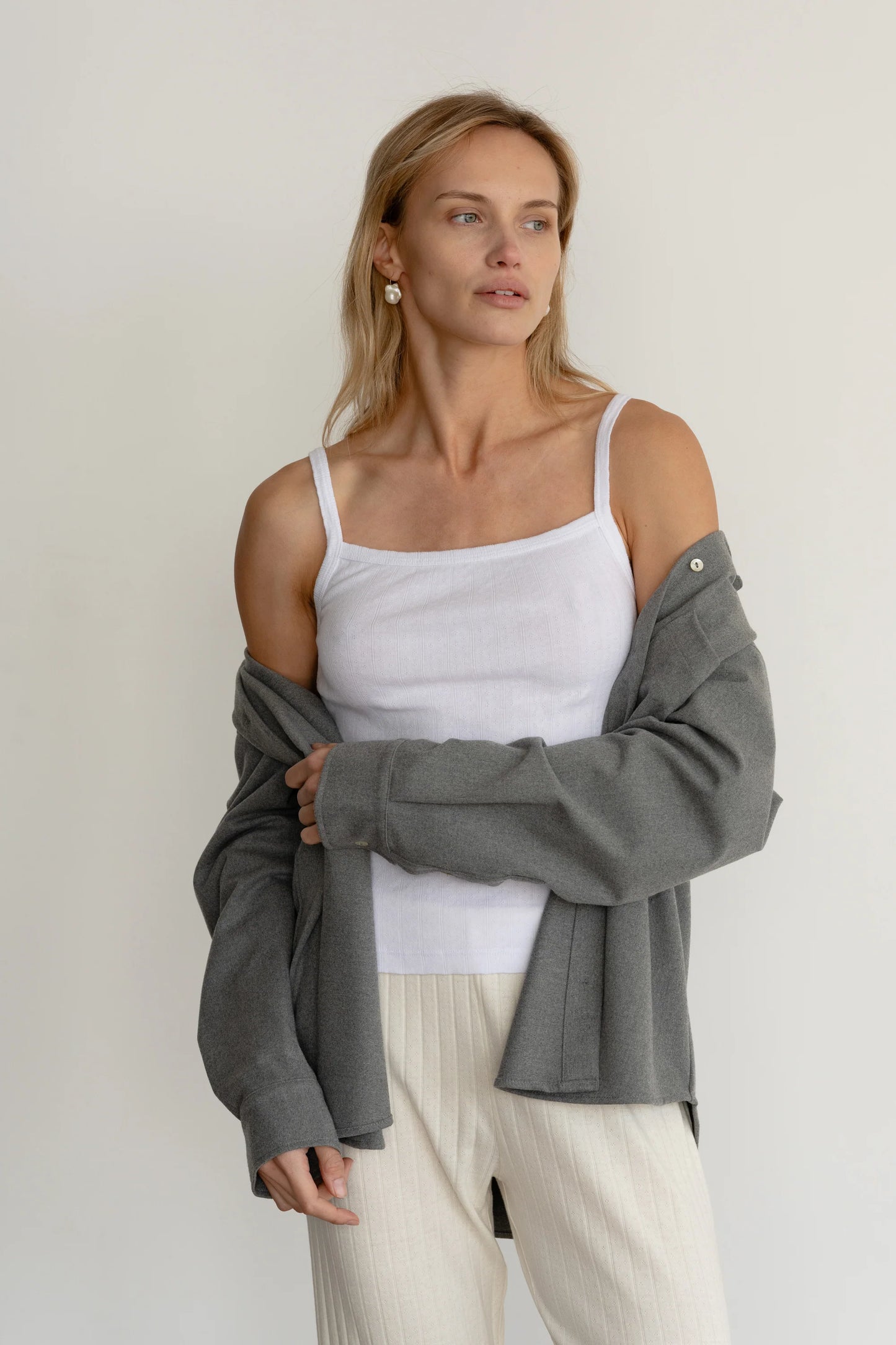 The Baby Rib Square Neck Tank in Powder