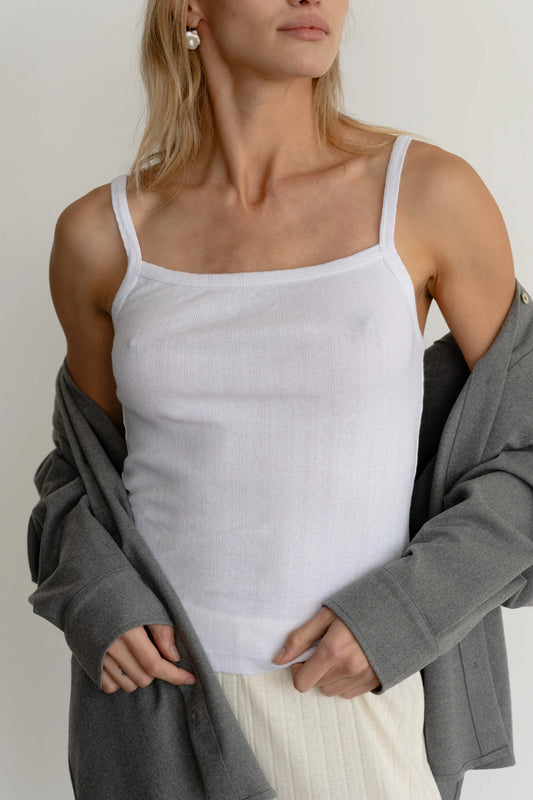 The Baby Rib Square Neck Tank in Powder