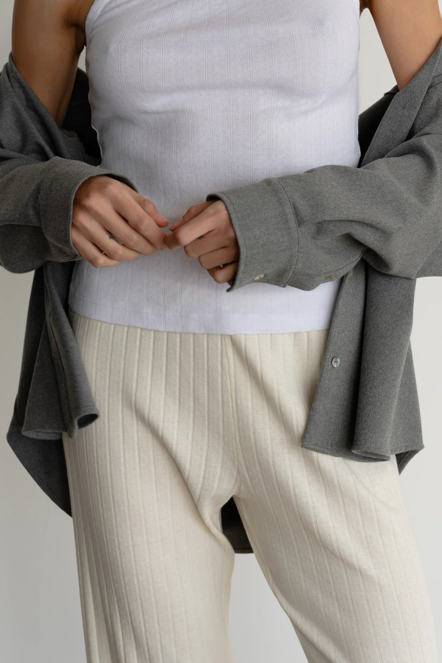 The Baby Rib Square Neck Tank in Powder