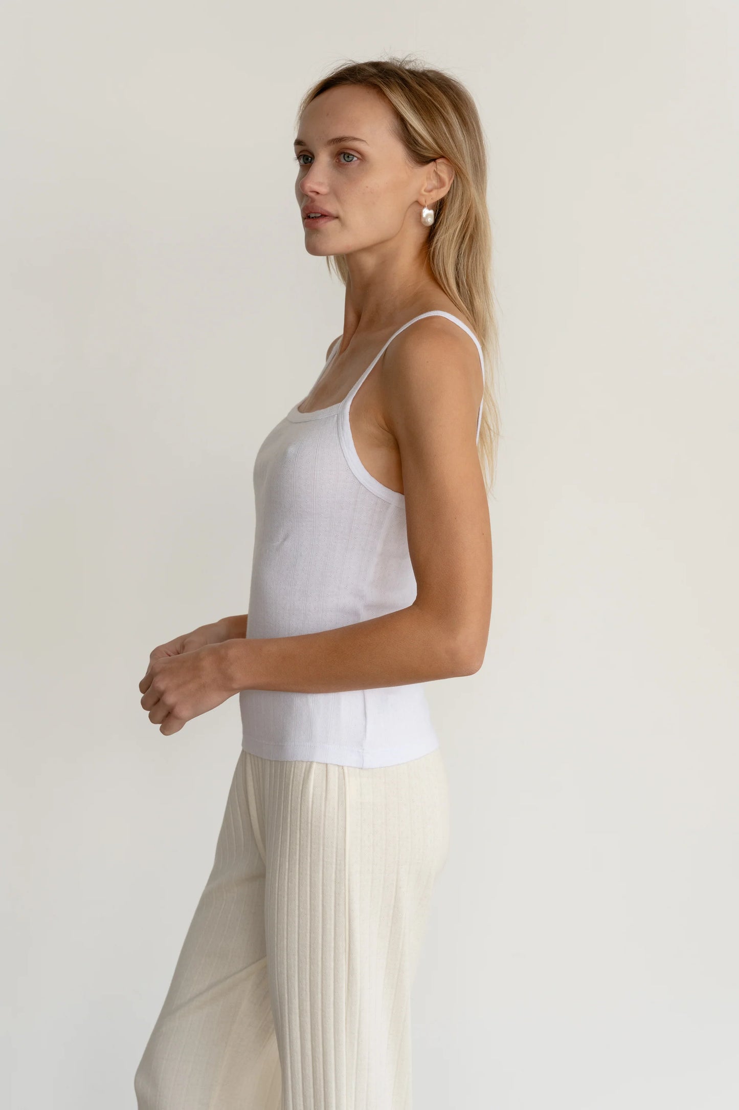 The Baby Rib Square Neck Tank in Powder