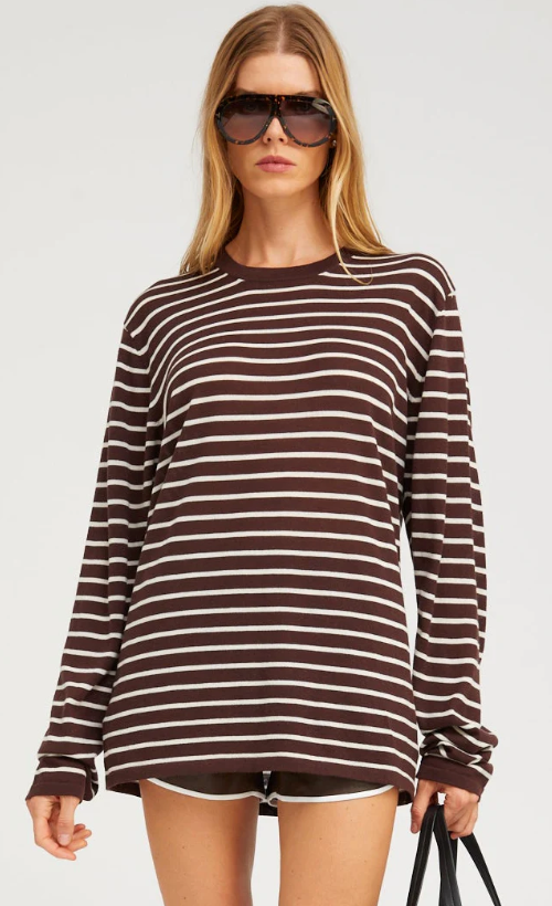 LS Tee in Americano Stripes