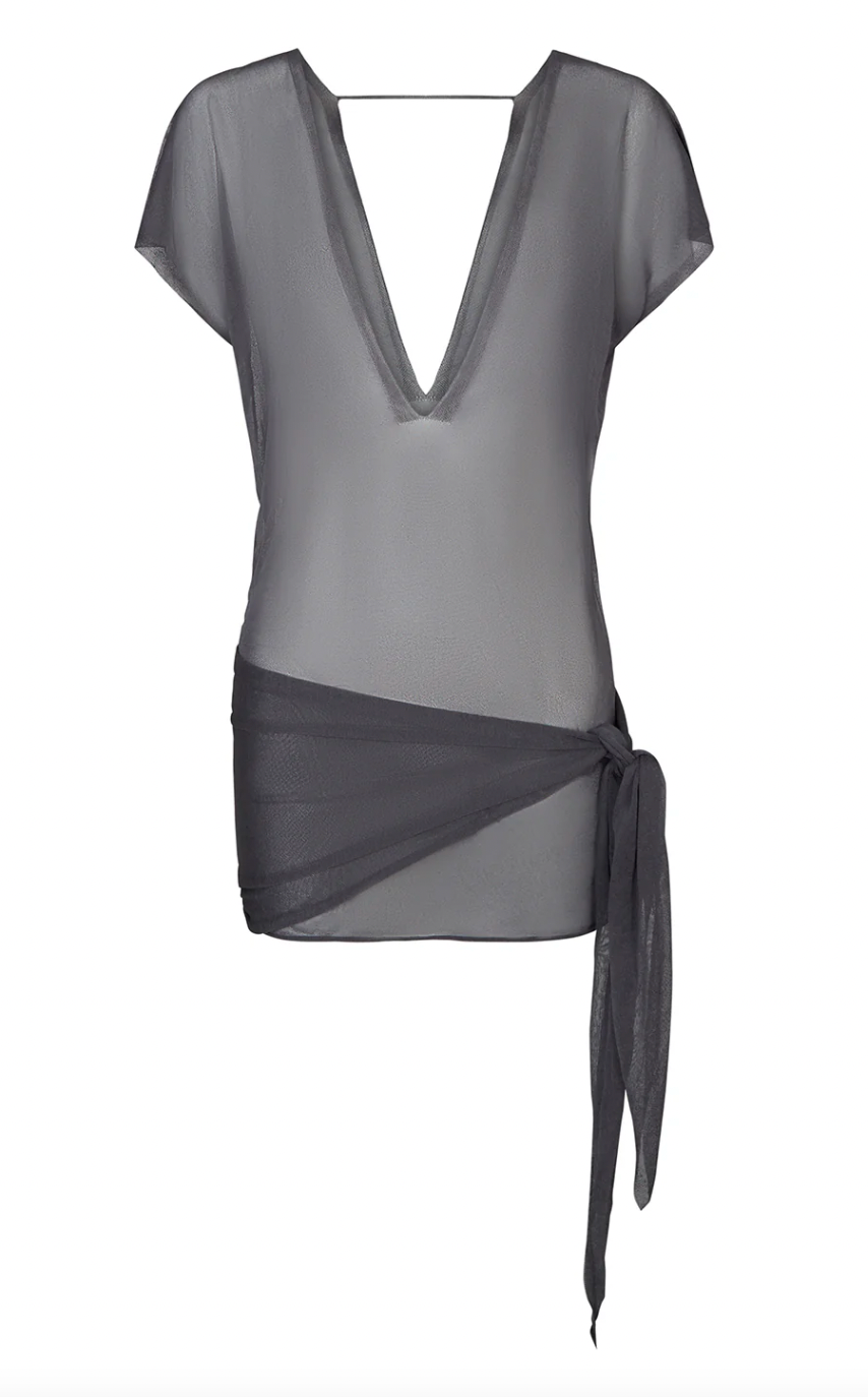 Karoo Sarong Dress in Slate Eco-Knit