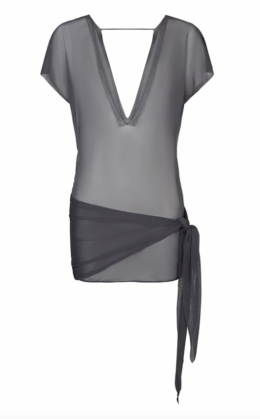 Karoo Sarong Dress in Slate Eco-Knit