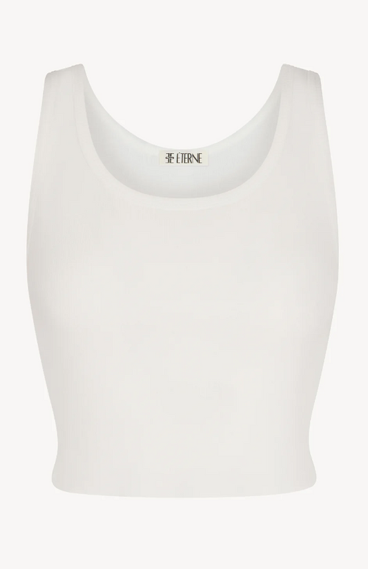 CROPPED SCOOP NECK TANK IN IVORY