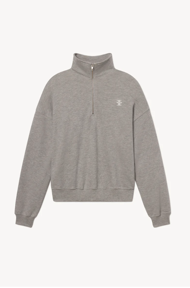 Oversized Half-Zip Sweatshirt in Heather Grey