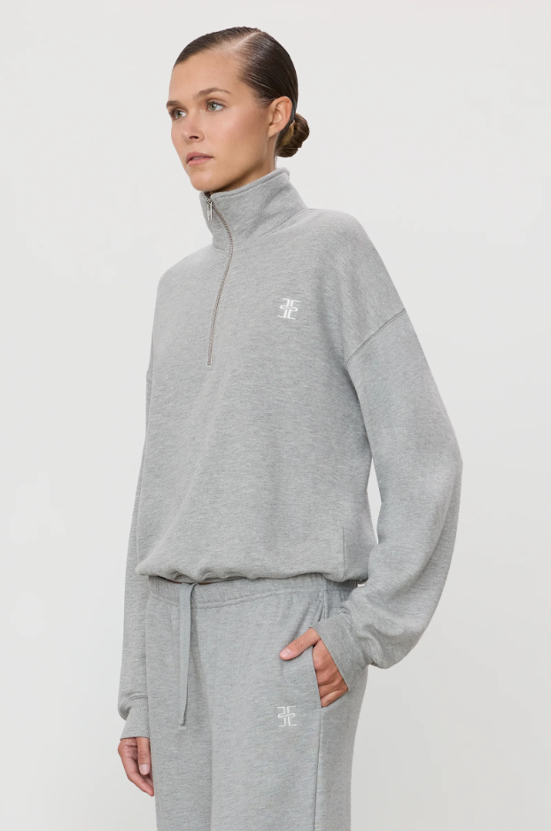 Oversized Half-Zip Sweatshirt in Heather Grey