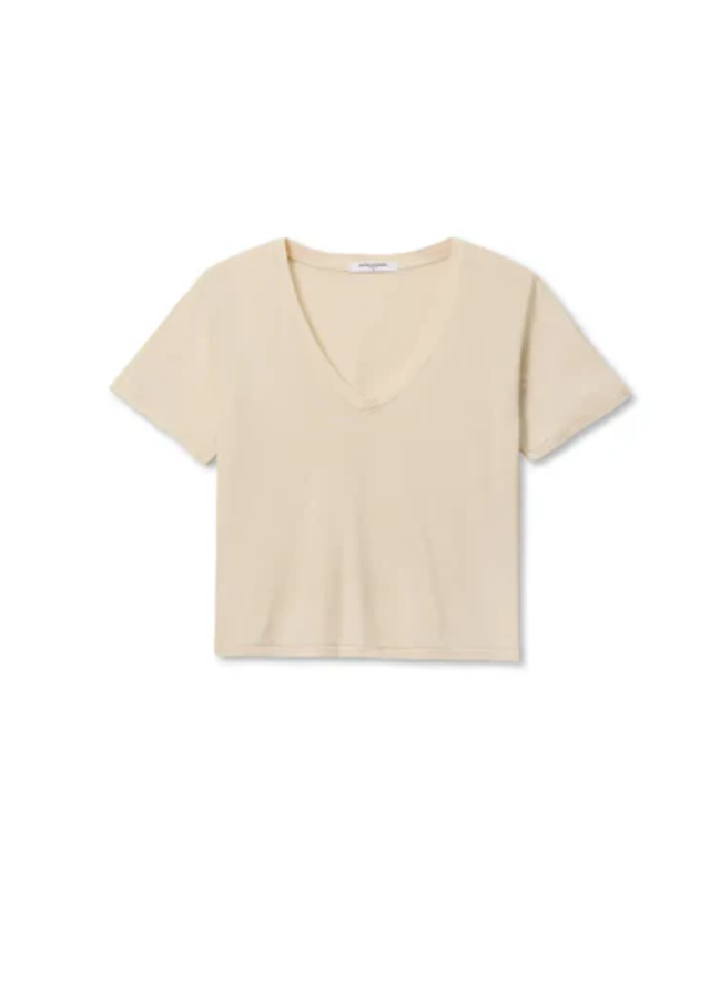 Beckett Crispy Cotton V/U Neck Tee in Sugar