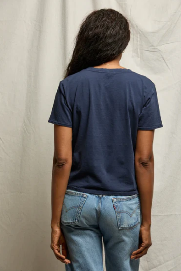 Beckett Crispy Cotton V/U Neck Tee in Navy