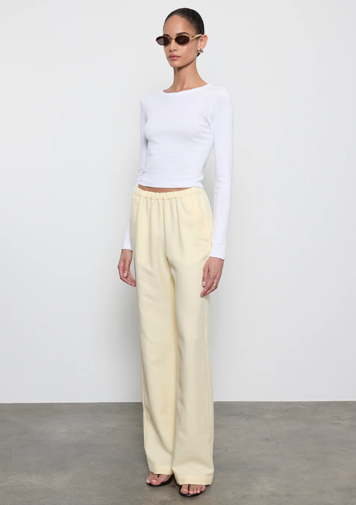 Supima Baby Rib L/S Cropped Top in White
