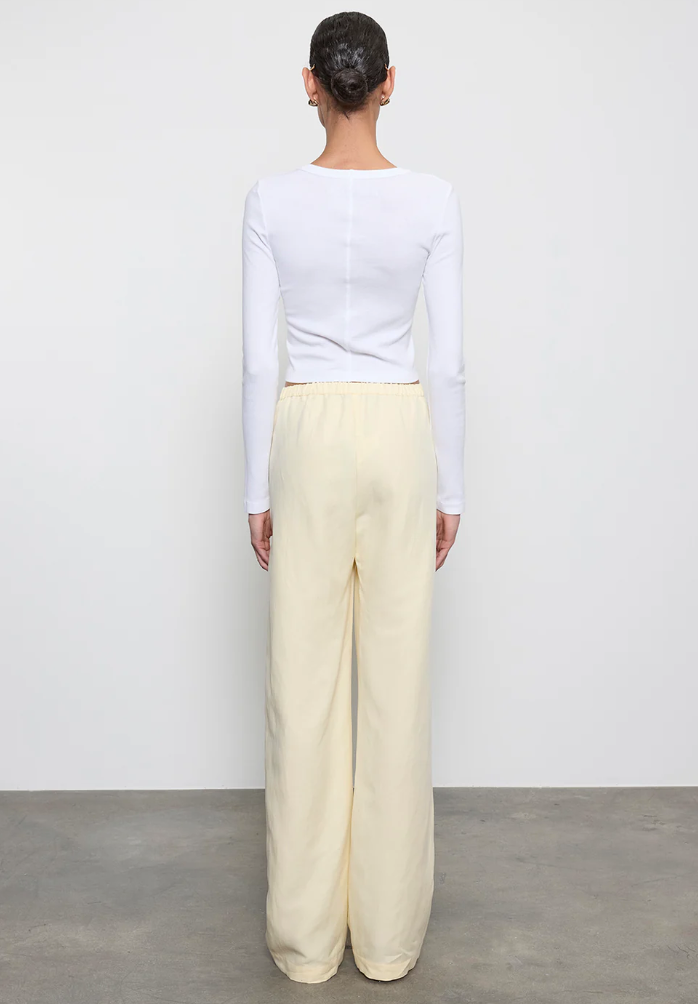 Supima Baby Rib L/S Cropped Top in White