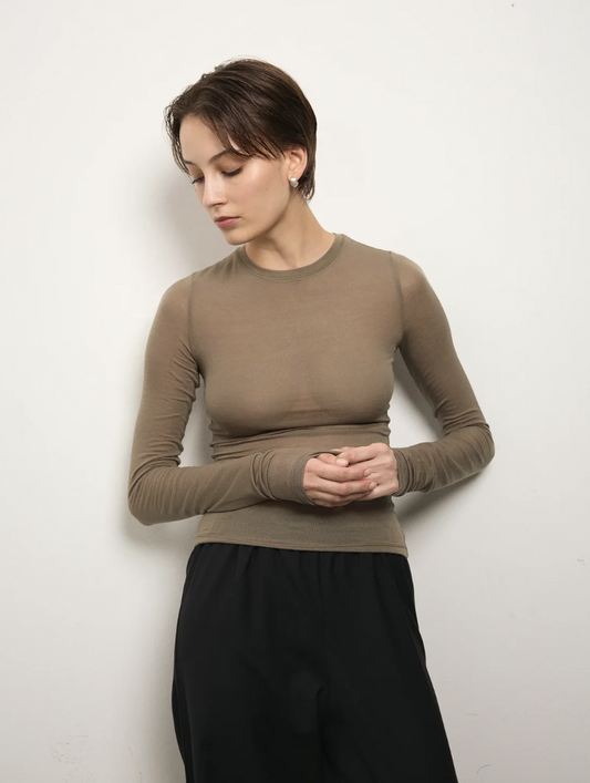 Sheer Long Sleeve in Clay