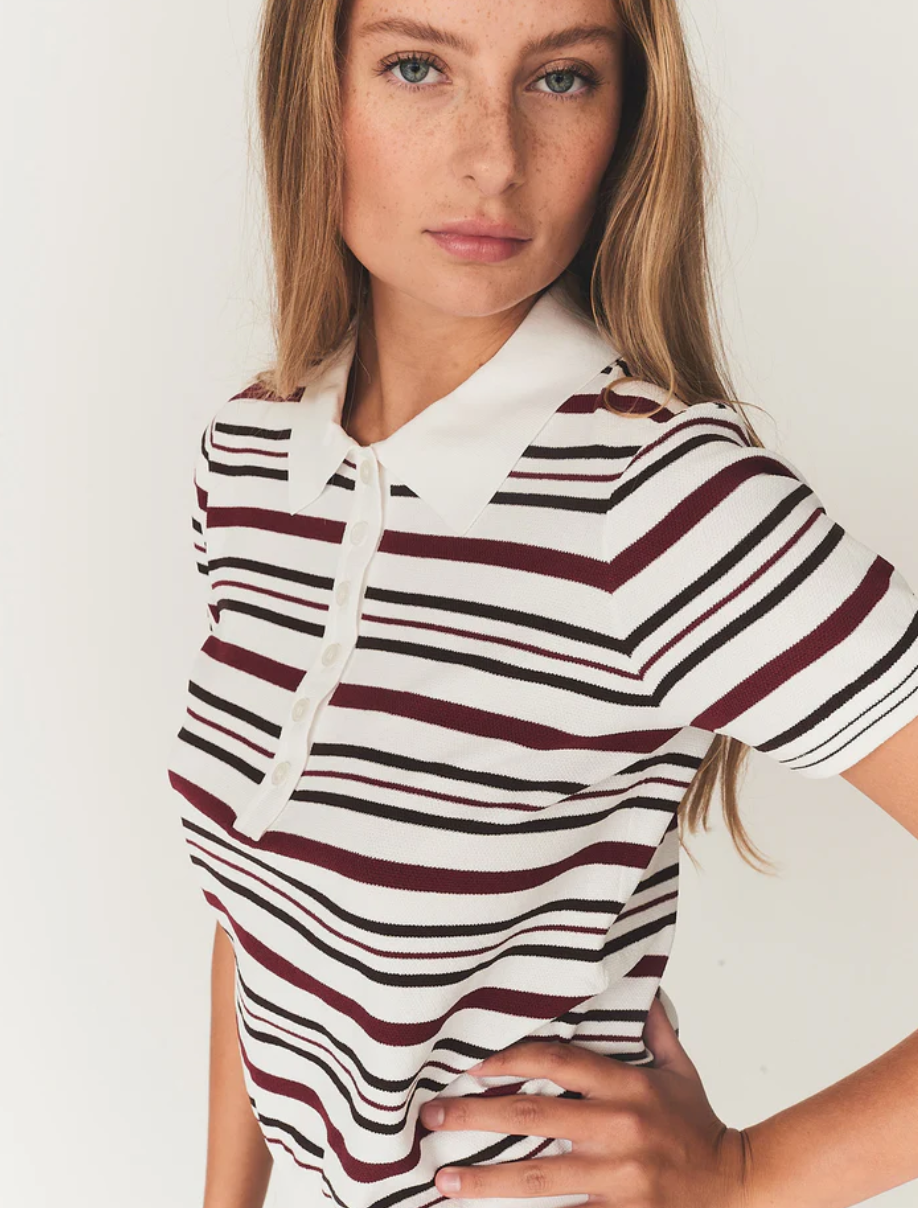 Madison Button Polo in Vino