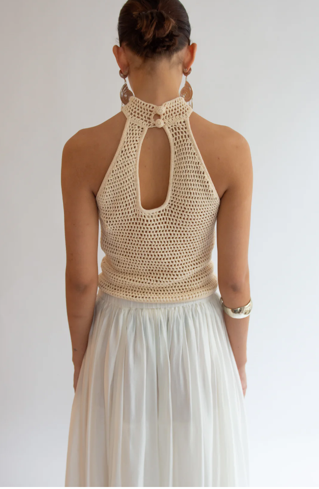 Egypt Crochet Top in Bone