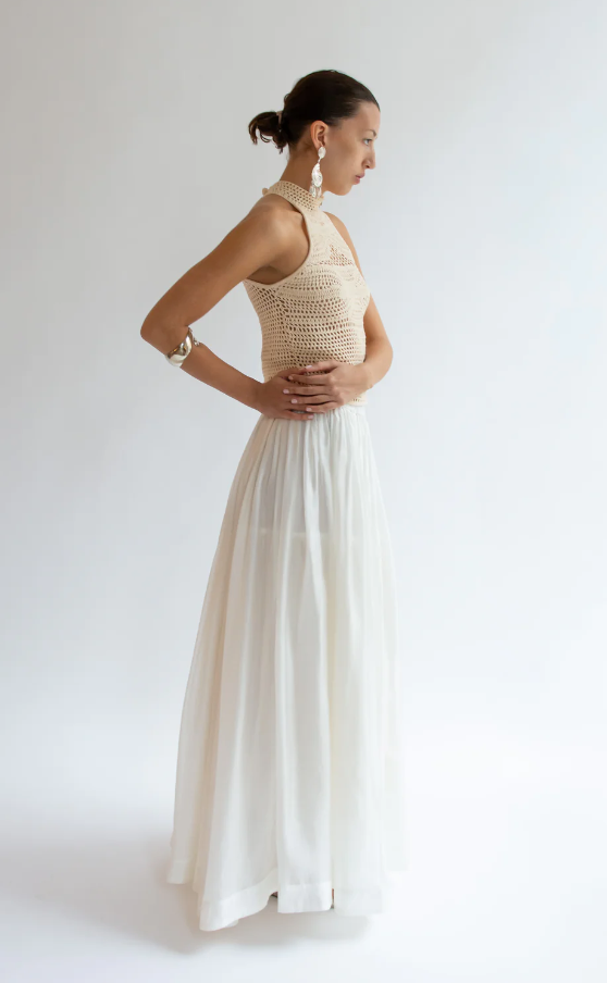 Egypt Crochet Top in Bone