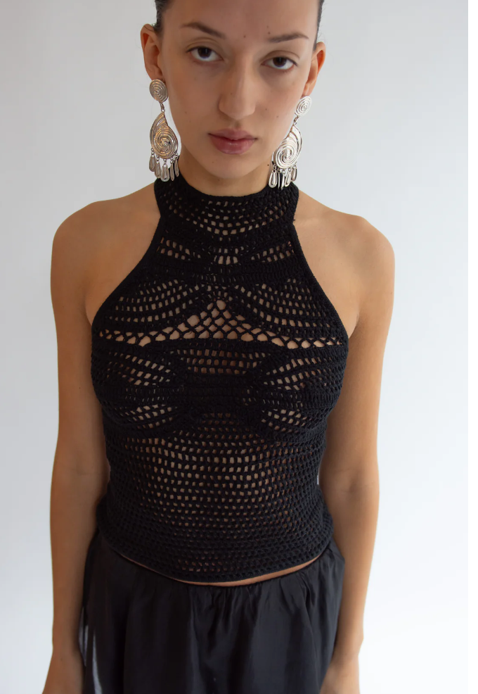 Egypt Crochet Top in Black