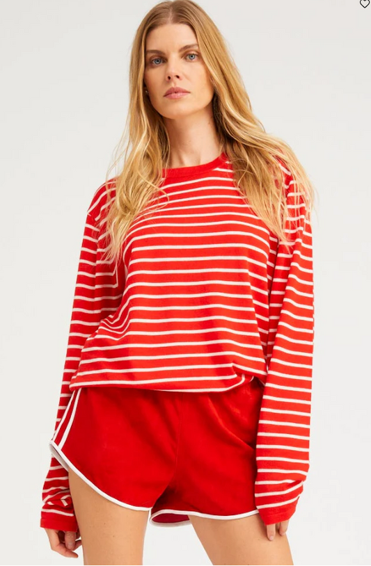 LS Tee in Red Stripes