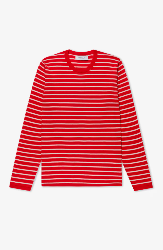 LS Tee in Red Stripes