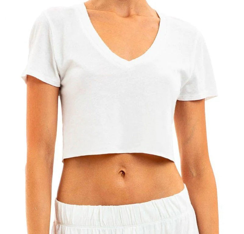 Cropped V Neck T-Shirt