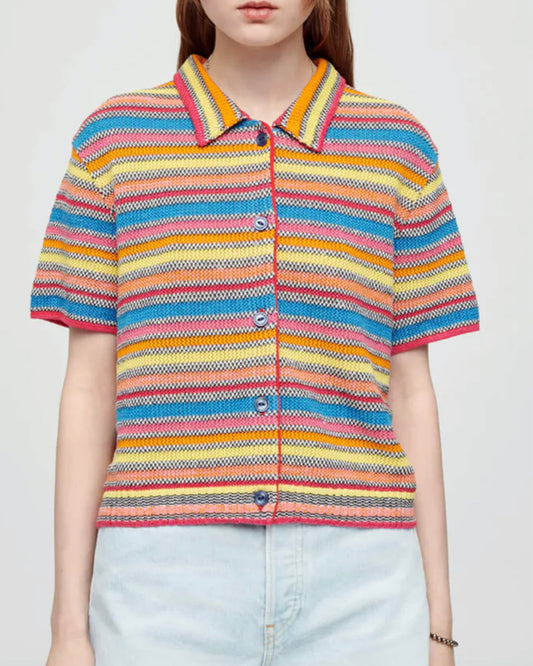 Short Sleeve Polo Cardigan