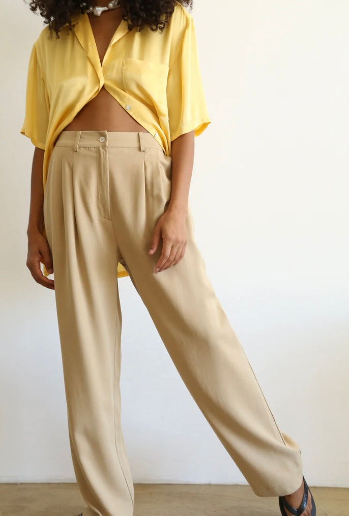 Donni Sand Pleated Trouser