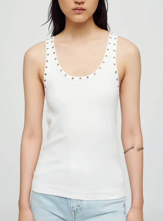 Redone White Eyelet Tank