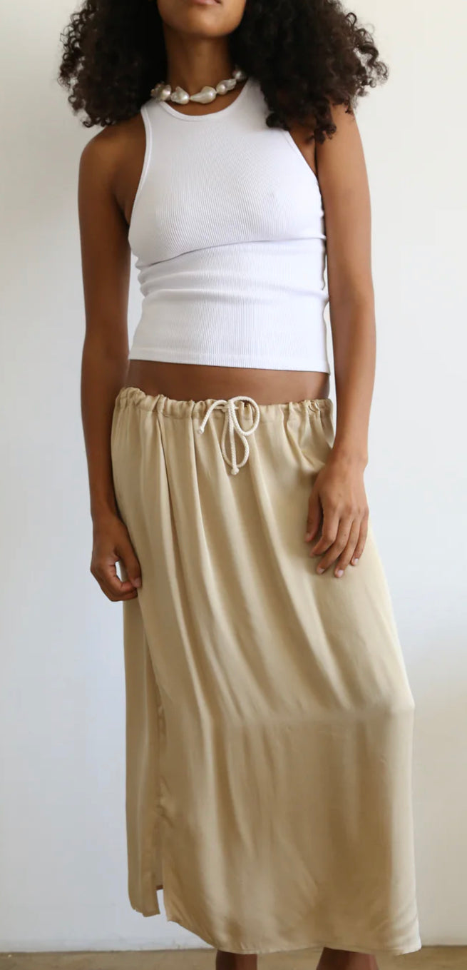 Silky Sand Cinch Skirt