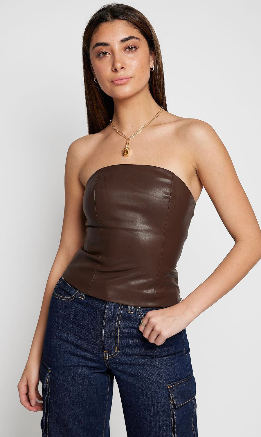 Leather Bustier Top