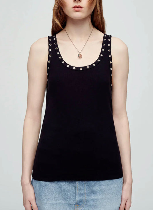 Redone Black Eyelet Tank